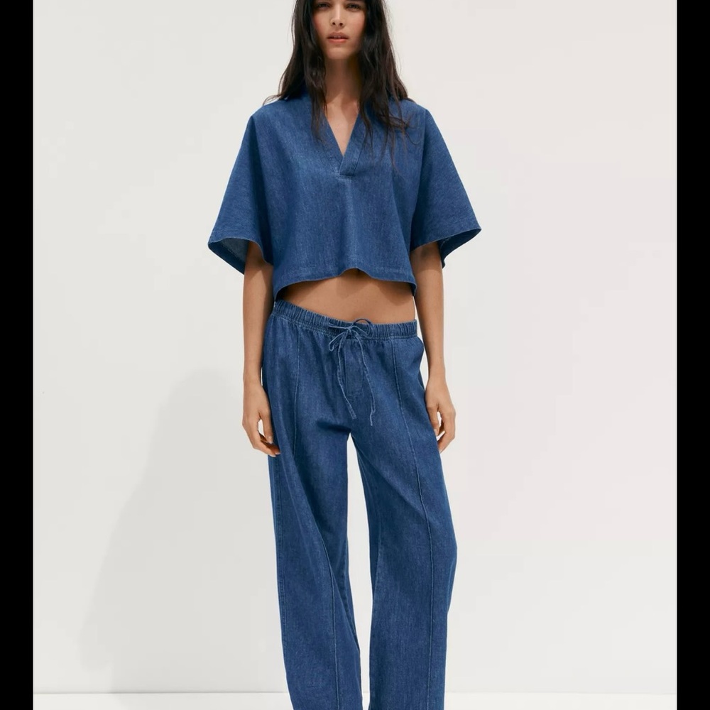Zara Blue Wide Leg Jeans